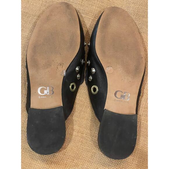 Gianni Bini black leather studded grommet mules slides 7M - Picture 2 of 6